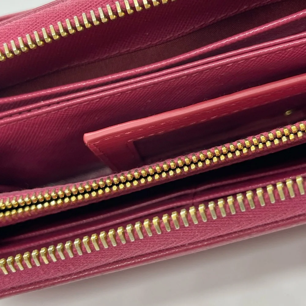 Prada Pink Fiocco Bow Saffiano Lux Long Wallet